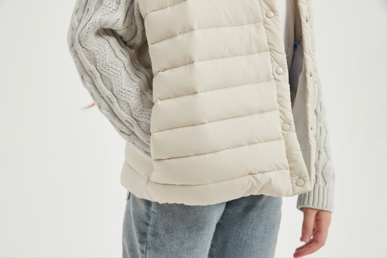 New desgin high Quality Kid's Cashmere Down Jacket Features Cable Knit from China Supplier