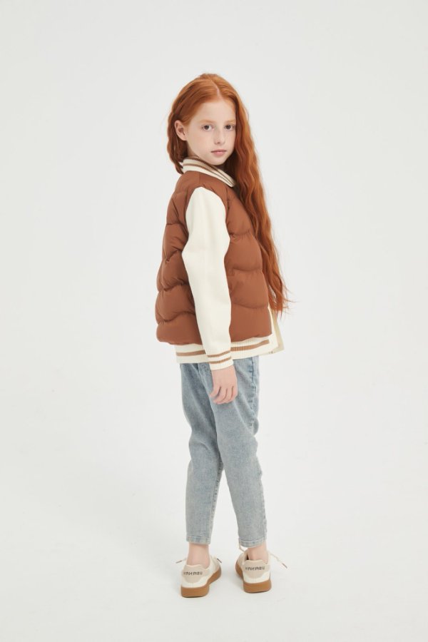 New desgin Brown Embroiderd Patchwork Cashmere Down Jacket from China