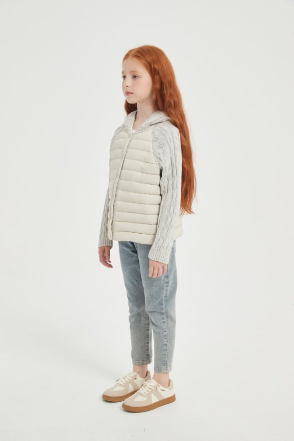 New desgin high Quality Kid's Cashmere Down Jacket Features Cable Knit from China Supplier