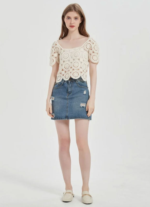OEM Chinese Design Women High Quality Hand Crochet Cashmere Sweater For Spring Summer