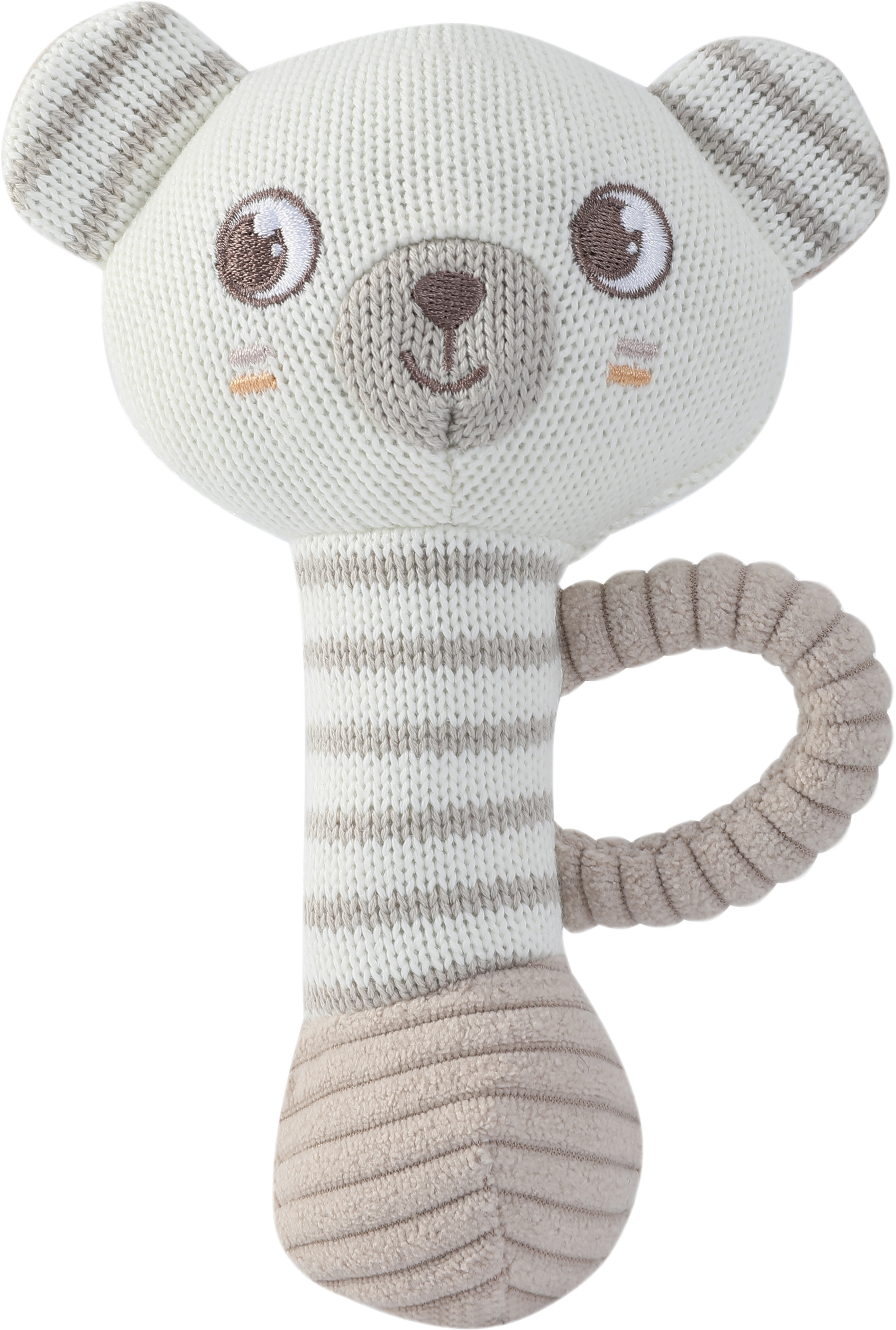 OEM high-quality 95/5 Cotton/Cashmere Knitted Audible Baby Rattle in Bear from China