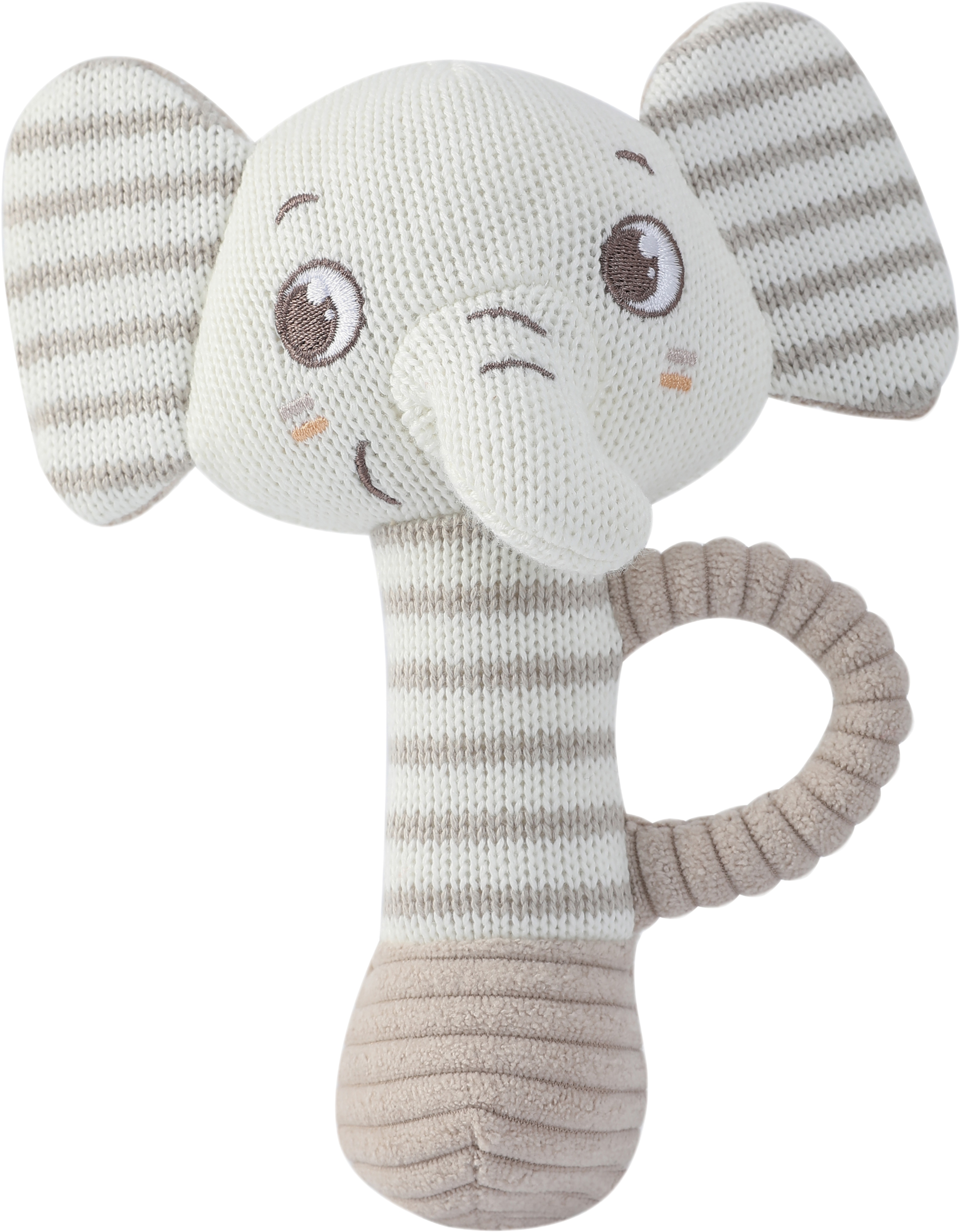 OEM high-quality 95/5 Cotton/Cashmere Knitted Audible Baby Rattle in Elephant from Chinese Manufactory