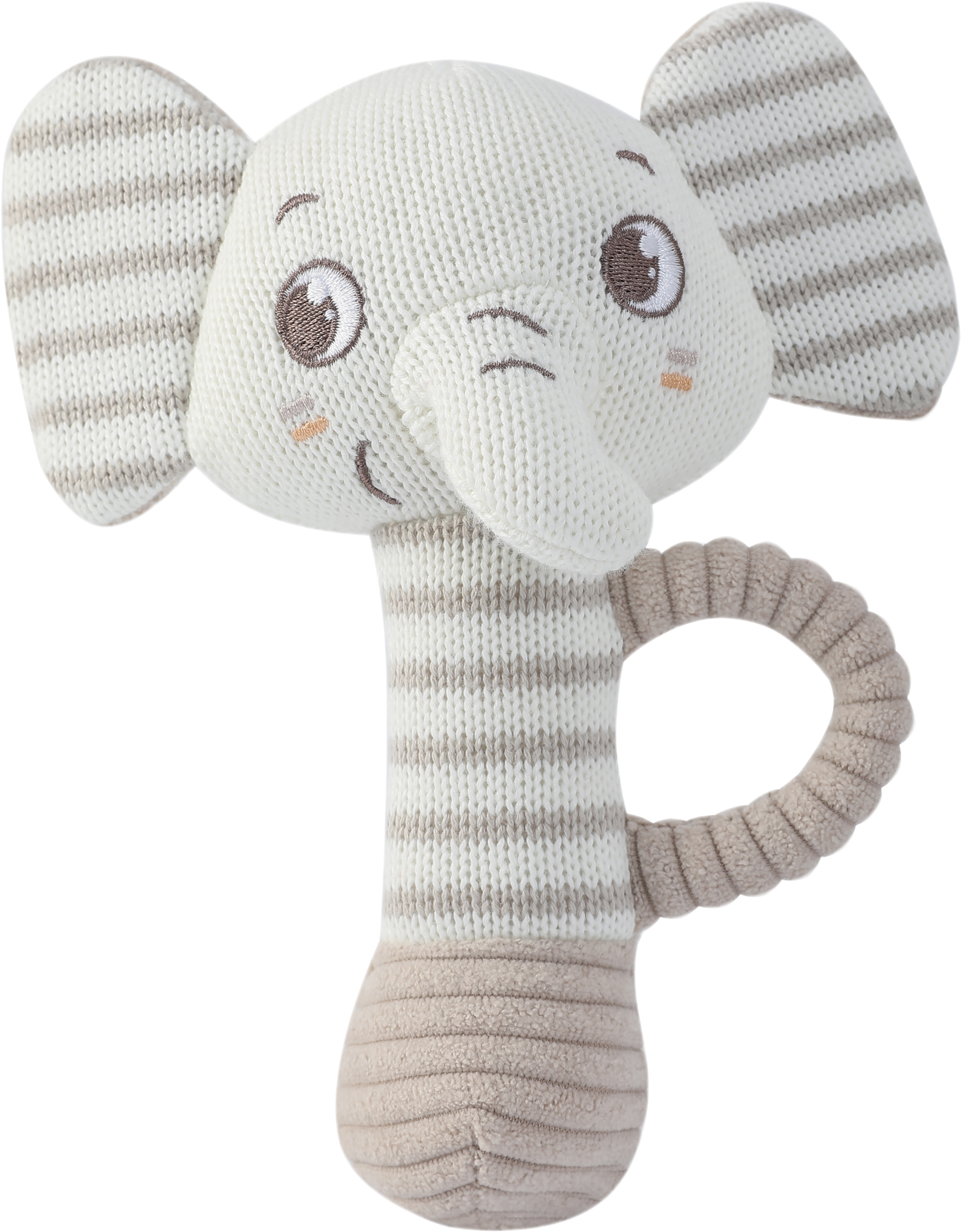 OEM high-quality 95/5 Cotton/Cashmere Knitted Audible Baby Rattle in Elephant from Chinese Manufactory
