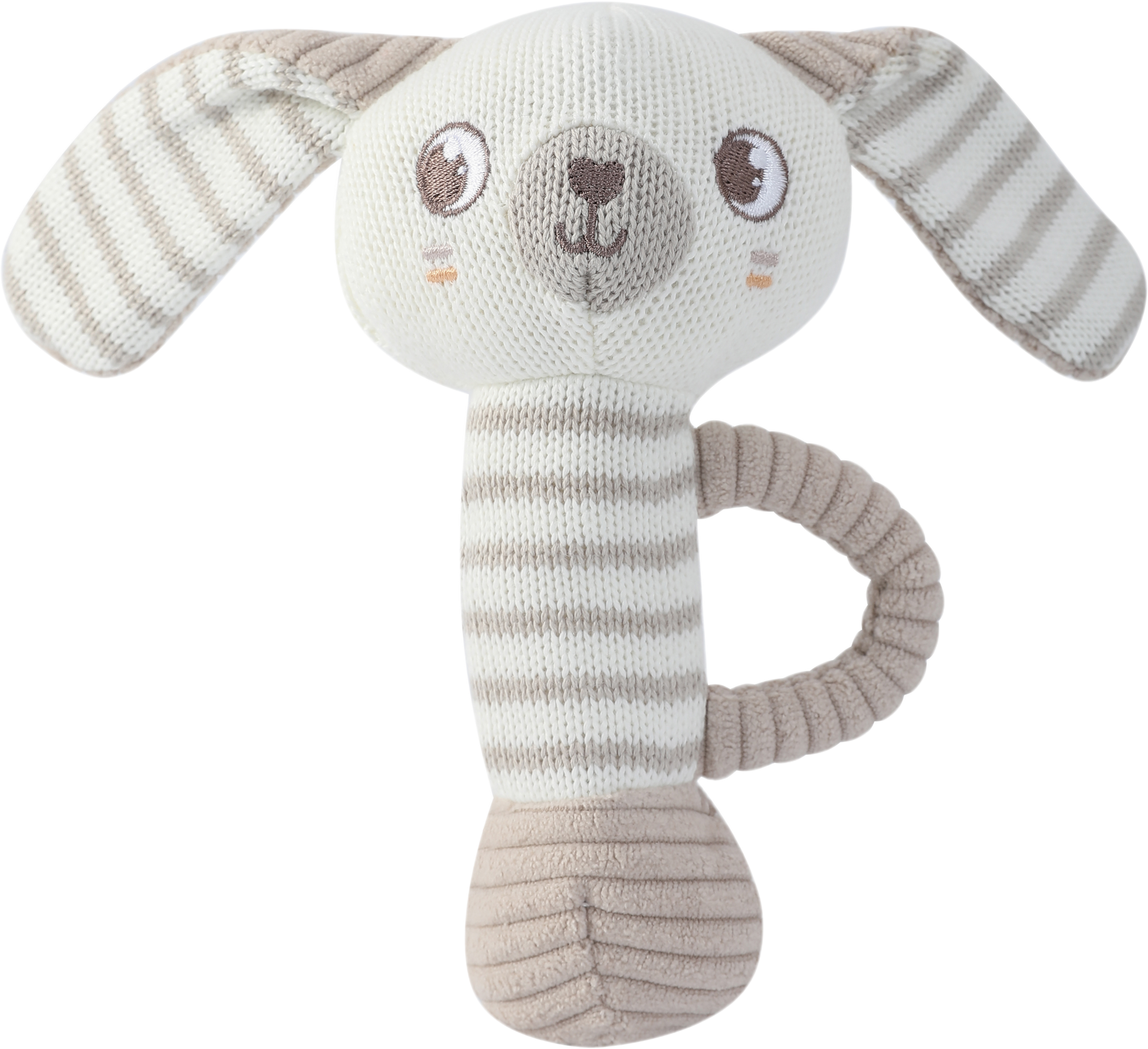 OEM high-quality 95/5 Cotton/Cashmere Knitted Audible Baby Rattle in Rabbit from Chinese Factory
