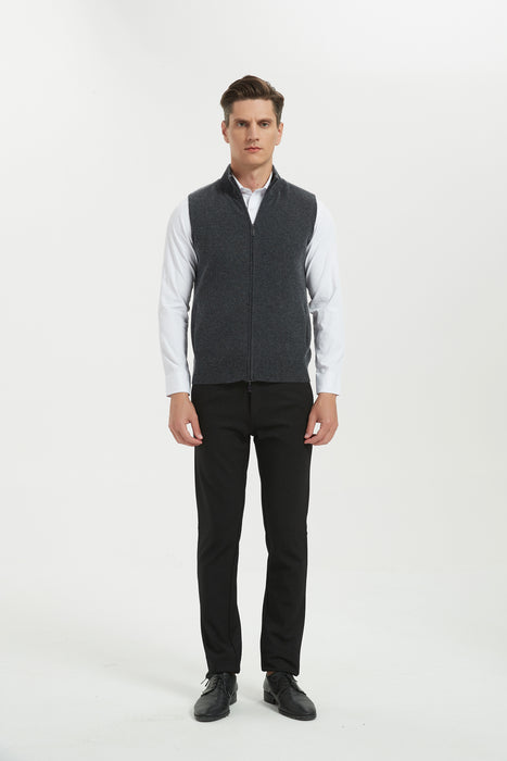 Men's Grade-A Cashmere Full-Zip Vest Sweater